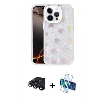 MARSİLYAN™- iPhone 15 Pro Max Kılıf Odak Prime - Siyah 3D Antistatik Seramik Nano Ekran Koruyucu + Raze Metal Kamera Lens - LT