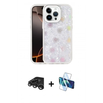 MARSİLYAN™- iPhone 15 Pro Max Kılıf Odak Prime - Siyah 3D Antistatik Seramik Nano Ekran Koruyucu + Raze Metal Kamera Lens - TMGI