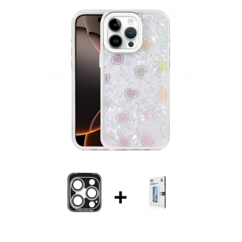 MARSİLYAN™- iPhone 15 Pro Max Kılıf Odak Prime - Siyah Bilvis 0.18mm Plus Cam Ekran Koruyucu + PVD Metal Kamera Lens - GS