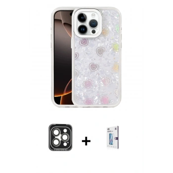 MARSİLYAN™- iPhone 15 Pro Max Kılıf Odak Prime - Siyah Bilvis 0.18mm Plus Cam Ekran Koruyucu + PVD Metal Kamera Lens - GI