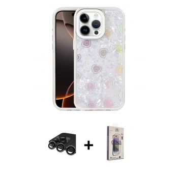 MARSİLYAN™- iPhone 15 Pro Max Kılıf Odak Prime - Siyah Bilvis 3D Cam Ekran Koruyucu + Raze Metal Kamera Lens - TMGI
