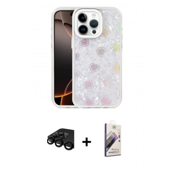 MARSİLYAN™- iPhone 15 Pro Max Kılıf Odak Prime - Siyah Bilvis 3D Mat Cam Ekran Koruyucu + Raze Metal Kamera Lens - SH