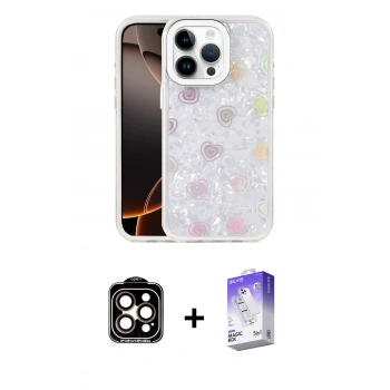 MARSİLYAN™- iPhone 15 Pro Max Kılıf Odak Prime - Siyah Bilvis 5in1 3D Magic Cam Ekran Koruyucu + PVD Metal Kamera Lens - TU
