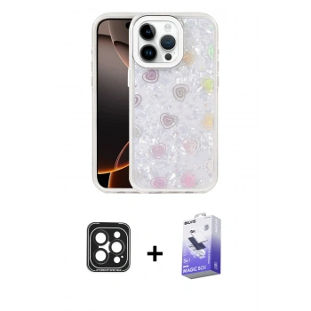 MARSİLYAN™- iPhone 15 Pro Max Kılıf Odak Prime - Siyah Bilvis 5in1 5D Magic Hayalet Cam Ekran Koruyucu + PVD Metal Kamera Lens - SH