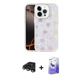 MARSİLYAN™- iPhone 15 Pro Max Kılıf Odak Prime - Siyah Bilvis 5in1 5D Magic Hayalet Cam Ekran Koruyucu + Raze Metal Kamera Lens - TMGI