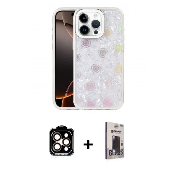 MARSİLYAN™- iPhone 15 Pro Max Kılıf Odak Prime - Siyah Bilvis Hayalet Cam Ekran Koruyucu + PVD Metal Kamera Lens - TU
