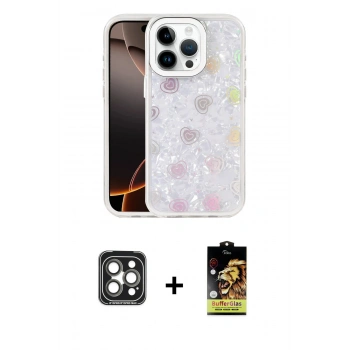 MARSİLYAN™- iPhone 15 Pro Max Kılıf Odak Prime - Siyah Buffer Cam Ekran Koruyucu + PVD Metal Kamera Lens - GI