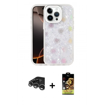 MARSİLYAN™- iPhone 15 Pro Max Kılıf Odak Prime - Siyah Buffer Cam Ekran Koruyucu + Raze Metal Kamera Lens - GS