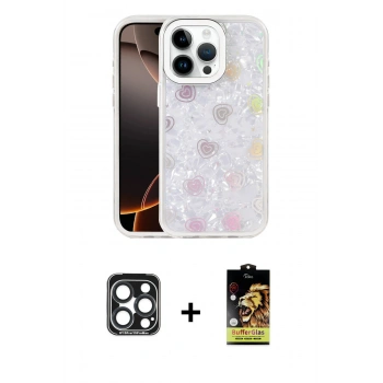 MARSİLYAN™- iPhone 15 Pro Max Kılıf Odak Prime - Siyah Buffer Cam Ekran Koruyucu + PVD Metal Kamera Lens - LT