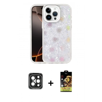 MARSİLYAN™- iPhone 15 Pro Max Kılıf Odak Prime - Siyah Buffer Cam Ekran Koruyucu + PVD Metal Kamera Lens - SH