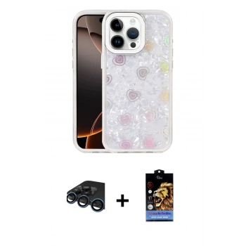 MARSİLYAN™- iPhone 15 Pro Max Kılıf Odak Prime - Siyah Buffer Hayalet Cam Ekran Koruyucu + Raze Metal Kamera Lens - LT