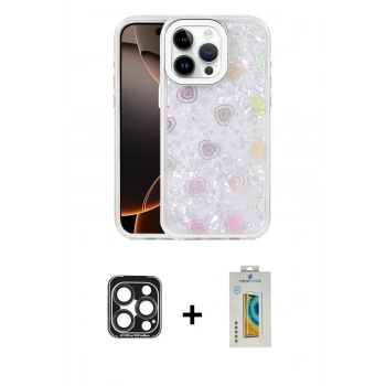 MARSİLYAN™- iPhone 15 Pro Max Kılıf Odak Prime - Siyah Polymer Nano Ekran Koruyucu + PVD Metal Kamera Lens - LT