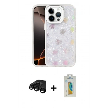 MARSİLYAN™- iPhone 15 Pro Max Kılıf Odak Prime - Siyah Polymer Nano Ekran Koruyucu + Raze Metal Kamera Lens - SH