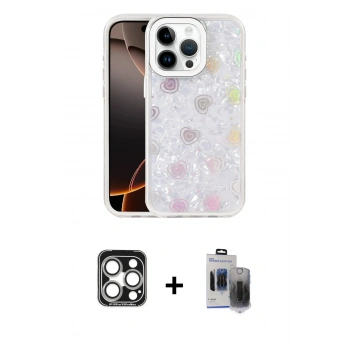 MARSİLYAN™- iPhone 15 Pro Max Kılıf Odak Prime - Siyah Vanessa Magic Hayalet Cam + PVD Metal Kamera Lens - GS