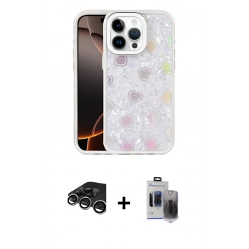 MARSİLYAN™- iPhone 15 Pro Max Kılıf Odak Prime - Siyah Vanessa Magic Hayalet Cam + Raze Metal Kamera Lens - GS
