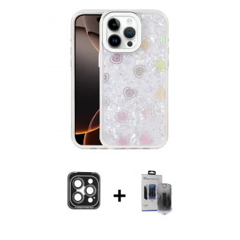 MARSİLYAN™- iPhone 15 Pro Max Kılıf Odak Prime - Siyah Vanessa Magic Hayalet Cam + PVD Metal Kamera Lens - GI