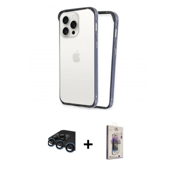 MARSİLYAN™- iPhone 15 Pro Max Kılıf Pusula Asil Koleksiyonu - Siyah Bilvis 3D Cam Ekran Koruyucu + Raze Metal Kamera Lens - LT