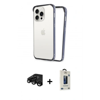 MARSİLYAN™- iPhone 15 Pro Max Kılıf Pusula Asil Koleksiyonu - Siyah Bilvis Hayalet Cam Ekran Koruyucu + Raze Metal Kamera Lens - SH