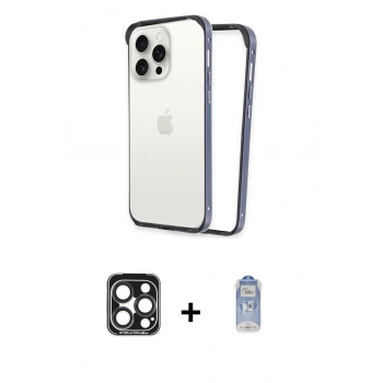 MARSİLYAN™- iPhone 15 Pro Max Kılıf Pusula Asil Koleksiyonu - Siyah Joko Magic 5D Cam + PVD Metal Kamera Lens - LT