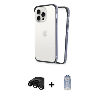 MARSİLYAN™- iPhone 15 Pro Max Kılıf Pusula Asil Koleksiyonu - Siyah Joko Magic 5D Cam + Raze Metal Kamera Lens - SH