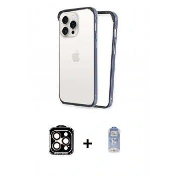 MARSİLYAN™- iPhone 15 Pro Max Kılıf Pusula Asil Koleksiyonu - Siyah Joko Magic 5D Cam + PVD Metal Kamera Lens - TU