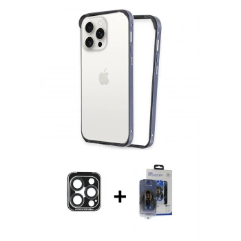 MARSİLYAN™- iPhone 15 Pro Max Kılıf Pusula Asil Koleksiyonu - Siyah Vanessa Magic Cam + PVD Metal Kamera Lens - LT