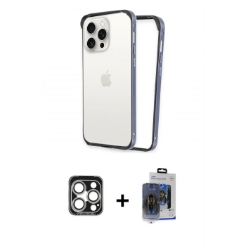 MARSİLYAN™- iPhone 15 Pro Max Kılıf Pusula Asil Koleksiyonu - Siyah Vanessa Magic Cam + PVD Metal Kamera Lens - GS