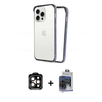 MARSİLYAN™- iPhone 15 Pro Max Kılıf Pusula Asil Koleksiyonu - Siyah Vanessa Magic Cam + PVD Metal Kamera Lens - TU