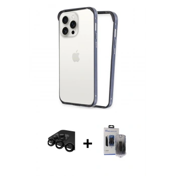 MARSİLYAN™- iPhone 15 Pro Max Kılıf Pusula Asil Koleksiyonu - Siyah Vanessa Magic Hayalet Cam + Raze Metal Kamera Lens - SH