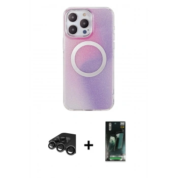 MARSİLYAN™- iPhone 15 Pro Max Kılıf Pusula Form - Şeffaf 360 Full Body Arka Koruyucu + Raze Metal Kamera Lens - TMGI