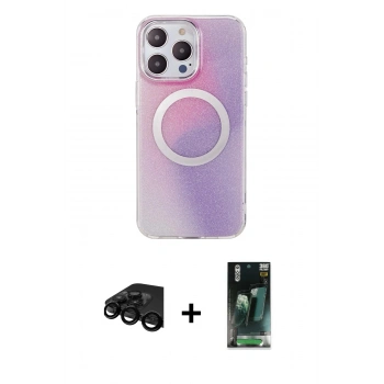 MARSİLYAN™- iPhone 15 Pro Max Kılıf Pusula Form - Şeffaf 360 Full Body Arka Koruyucu + Raze Metal Kamera Lens - SH