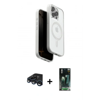 MARSİLYAN™- iPhone 15 Pro Max Kılıf Pusula Form Serisi - Şeffaf 360 Full Body Arka Koruyucu + Raze Metal Kamera Lens - LT