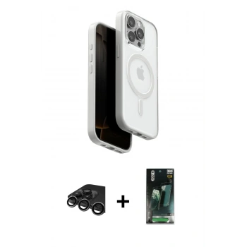 MARSİLYAN™- iPhone 15 Pro Max Kılıf Pusula Form Serisi - Şeffaf 360 Full Body Arka Koruyucu + Raze Metal Kamera Lens - TMGI