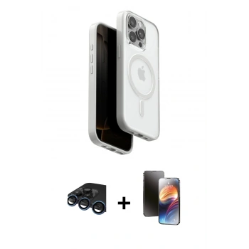 MARSİLYAN™- iPhone 15 Pro Max Kılıf Pusula Form Serisi - Siyah 3D Antistatik Mat Seramik Nano Ekran Koruyucu + Raze Metal Kamera Lens - LT