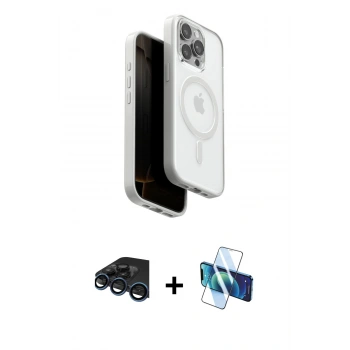MARSİLYAN™- iPhone 15 Pro Max Kılıf Pusula Form Serisi - Siyah 3D Antistatik Seramik Nano Ekran Koruyucu + Raze Metal Kamera Lens - LT