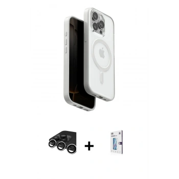 MARSİLYAN™- iPhone 15 Pro Max Kılıf Pusula Form Serisi - Siyah Bilvis 0.18mm Plus Cam Ekran Koruyucu + Raze Metal Kamera Lens - GS