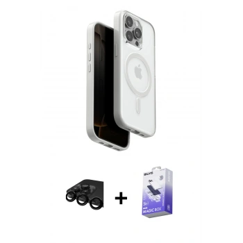 MARSİLYAN™- iPhone 15 Pro Max Kılıf Pusula Form Serisi - Siyah Bilvis 5in1 5D Magic Hayalet Cam Ekran Koruyucu + Raze Metal Kamera Lens - SH