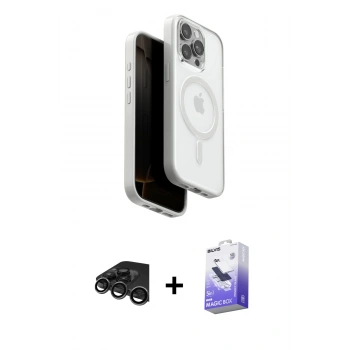 MARSİLYAN™- iPhone 15 Pro Max Kılıf Pusula Form Serisi - Siyah Bilvis 5in1 5D Magic Hayalet Cam Ekran Koruyucu + Raze Metal Kamera Lens - TMGI