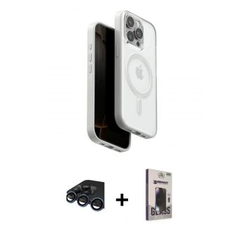 MARSİLYAN™- iPhone 15 Pro Max Kılıf Pusula Form Serisi - Siyah Bilvis Hayalet Cam Ekran Koruyucu + Raze Metal Kamera Lens - LT