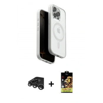 MARSİLYAN™- iPhone 15 Pro Max Kılıf Pusula Form Serisi - Siyah Buffer Cam Ekran Koruyucu + Raze Metal Kamera Lens - TMGI