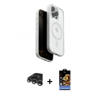 MARSİLYAN™- iPhone 15 Pro Max Kılıf Pusula Form Serisi - Siyah Buffer Hayalet Cam Ekran Koruyucu + Raze Metal Kamera Lens - GS