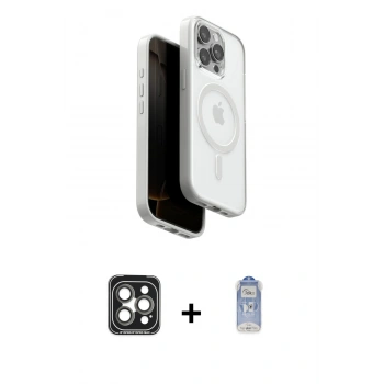 MARSİLYAN™- iPhone 15 Pro Max Kılıf Pusula Form Serisi - Siyah Joko Magic 5D Cam + PVD Metal Kamera Lens - GI
