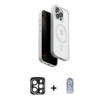 MARSİLYAN™- iPhone 15 Pro Max Kılıf Pusula Form Serisi - Siyah Joko Magic 5D Cam + PVD Metal Kamera Lens - LT