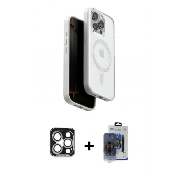 MARSİLYAN™- iPhone 15 Pro Max Kılıf Pusula Form Serisi - Siyah Vanessa Magic Cam + PVD Metal Kamera Lens - GS