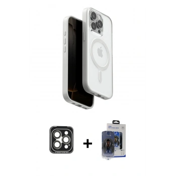 MARSİLYAN™- iPhone 15 Pro Max Kılıf Pusula Form Serisi - Siyah Vanessa Magic Cam + PVD Metal Kamera Lens - GI