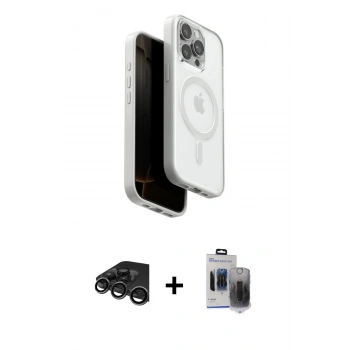 MARSİLYAN™- iPhone 15 Pro Max Kılıf Pusula Form Serisi - Siyah Vanessa Magic Hayalet Cam + Raze Metal Kamera Lens - TMGI