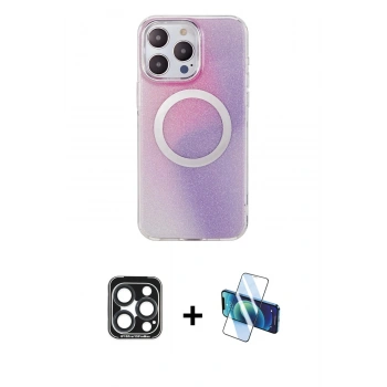 MARSİLYAN™- iPhone 15 Pro Max Kılıf Pusula Form - Siyah 3D Antistatik Seramik Nano Ekran Koruyucu + PVD Metal Kamera Lens - LT