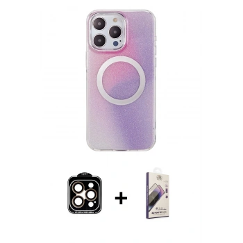 MARSİLYAN™- iPhone 15 Pro Max Kılıf Pusula Form - Siyah Bilvis 3D Mat Cam Ekran Koruyucu + PVD Metal Kamera Lens - TU