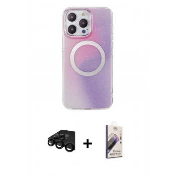 MARSİLYAN™- iPhone 15 Pro Max Kılıf Pusula Form - Siyah Bilvis 3D Mat Cam Ekran Koruyucu + Raze Metal Kamera Lens - SH
