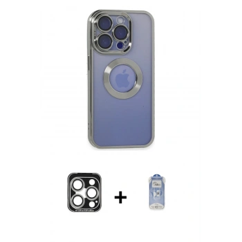 MARSİLYAN™- iPhone 15 Pro Max Kılıf Pusula Form - Siyah Joko Magic 5D Cam + PVD Metal Kamera Lens - GS